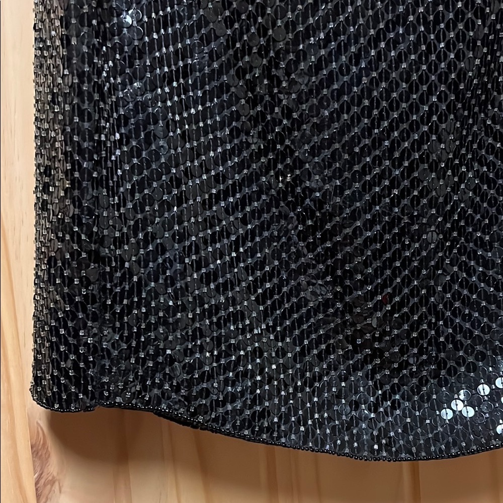 Vintage Escada by Margaretha Ley Elegant Black Silk Sequin Beaded Skirt 40 - Picture 12 of 16
